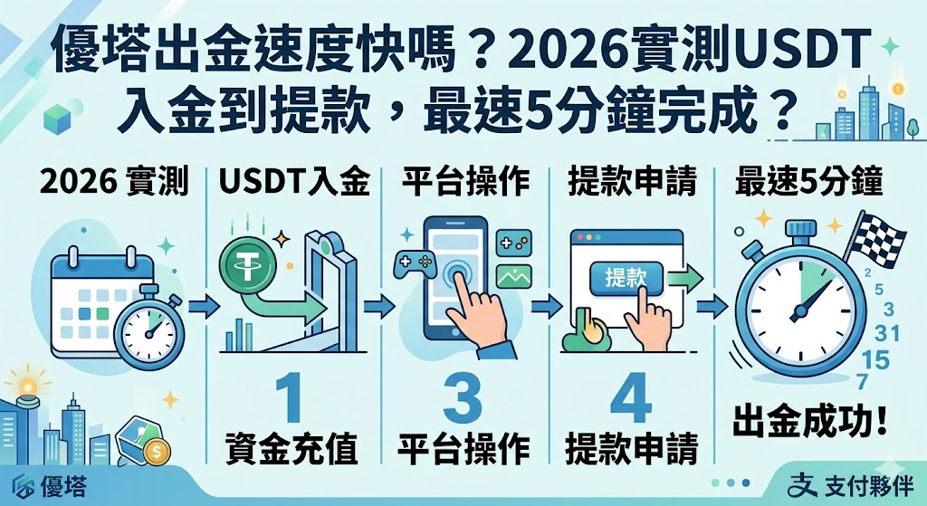 優塔出金速度快嗎？2026實測USDT入金到提款，最速5分鐘完成？