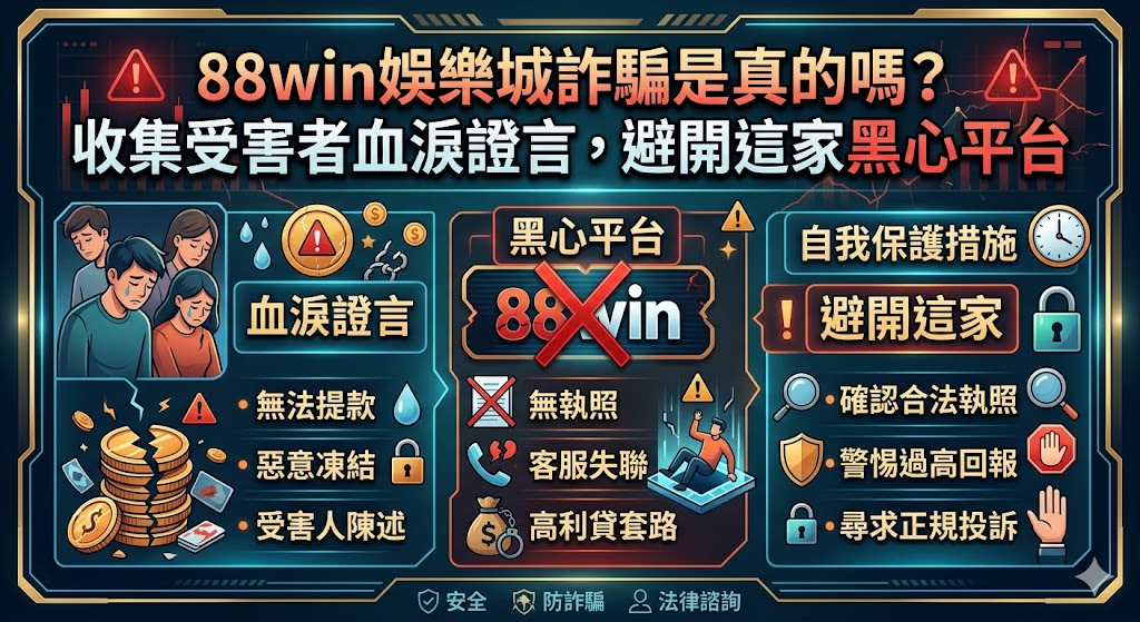 88win娛樂城詐騙是真的嗎？收集受害者血淚證言，避開這家黑心平台