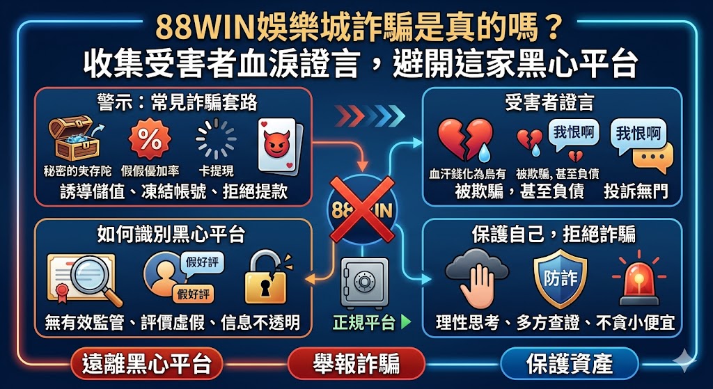 88win娛樂城詐騙是真的嗎？收集受害者血淚證言，避開這家黑心平台